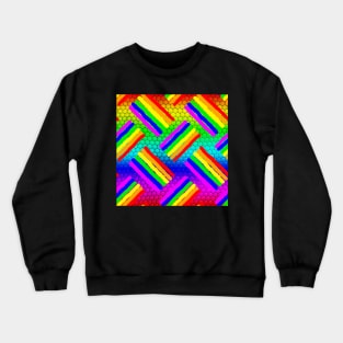 Rainbow Lizard Skin & Rainbow Rought Stripes Thatched Crewneck Sweatshirt